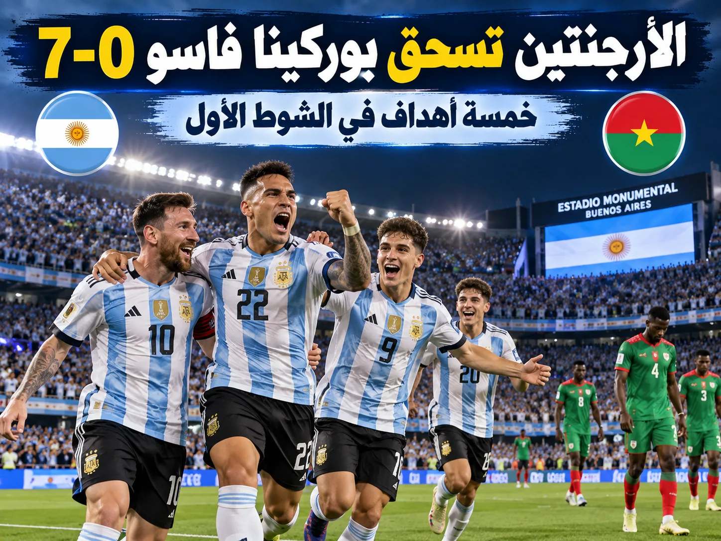 الأرجنتين تسحق بوركينا فاسو 7-0 في استاد المونومنتال