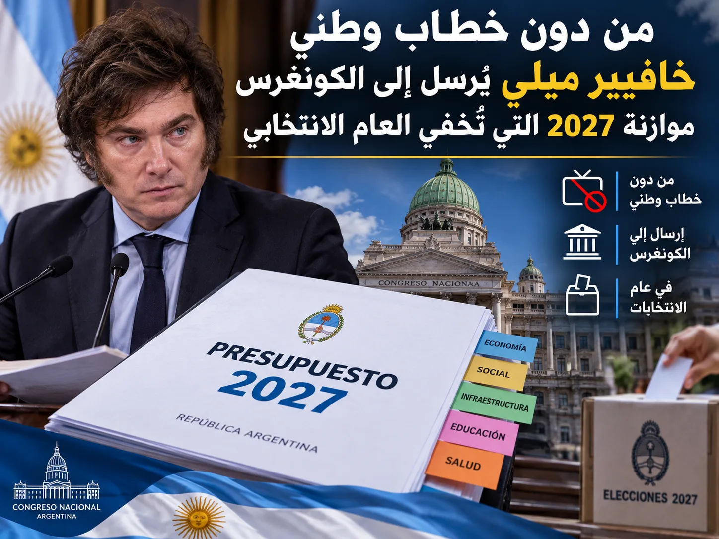 الأرجنتين ترسل ميزانية 2027 إلى الكونغرس وسط مناورات سياسية