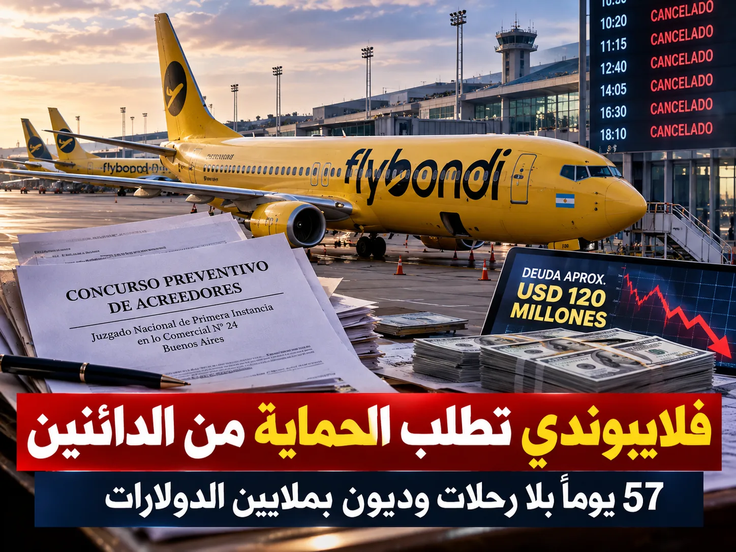 فلايبوندي الأرجنتينية تطلب الحماية القضائية من الإفلاس وسط أزمة ديون خانقة