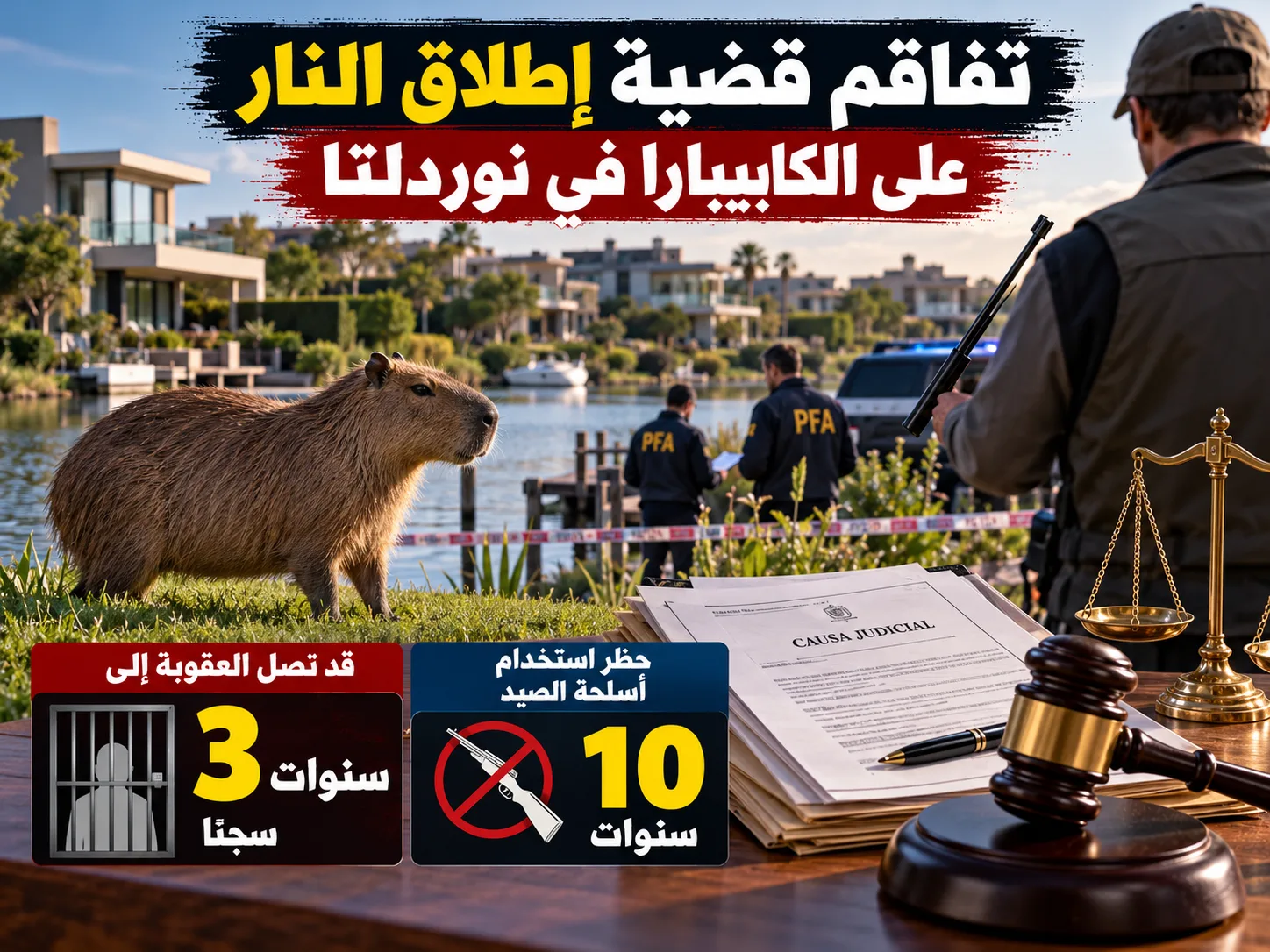 تشديد التهمة ضد مطلق النار على حيوانات الكابيبارا في نورديلتا