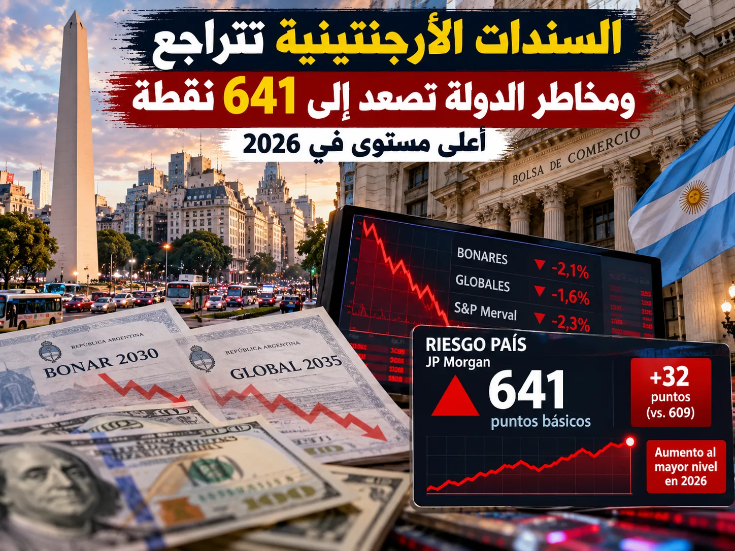 مؤشر المخاطر السيادي الأرجنتيني يقفز لأعلى مستوى في 2026