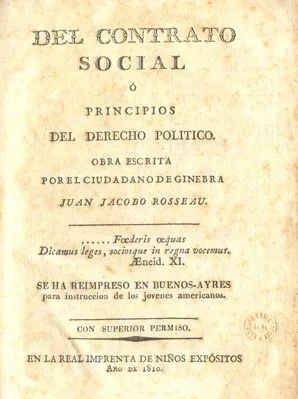 «العقد الاجتماعي» لروسو بالإسبانية، طبعة بوينس آيرس 1810 التي أصدرها مورينو